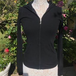 Juicy zip up hoodie black waffle knit / thermal